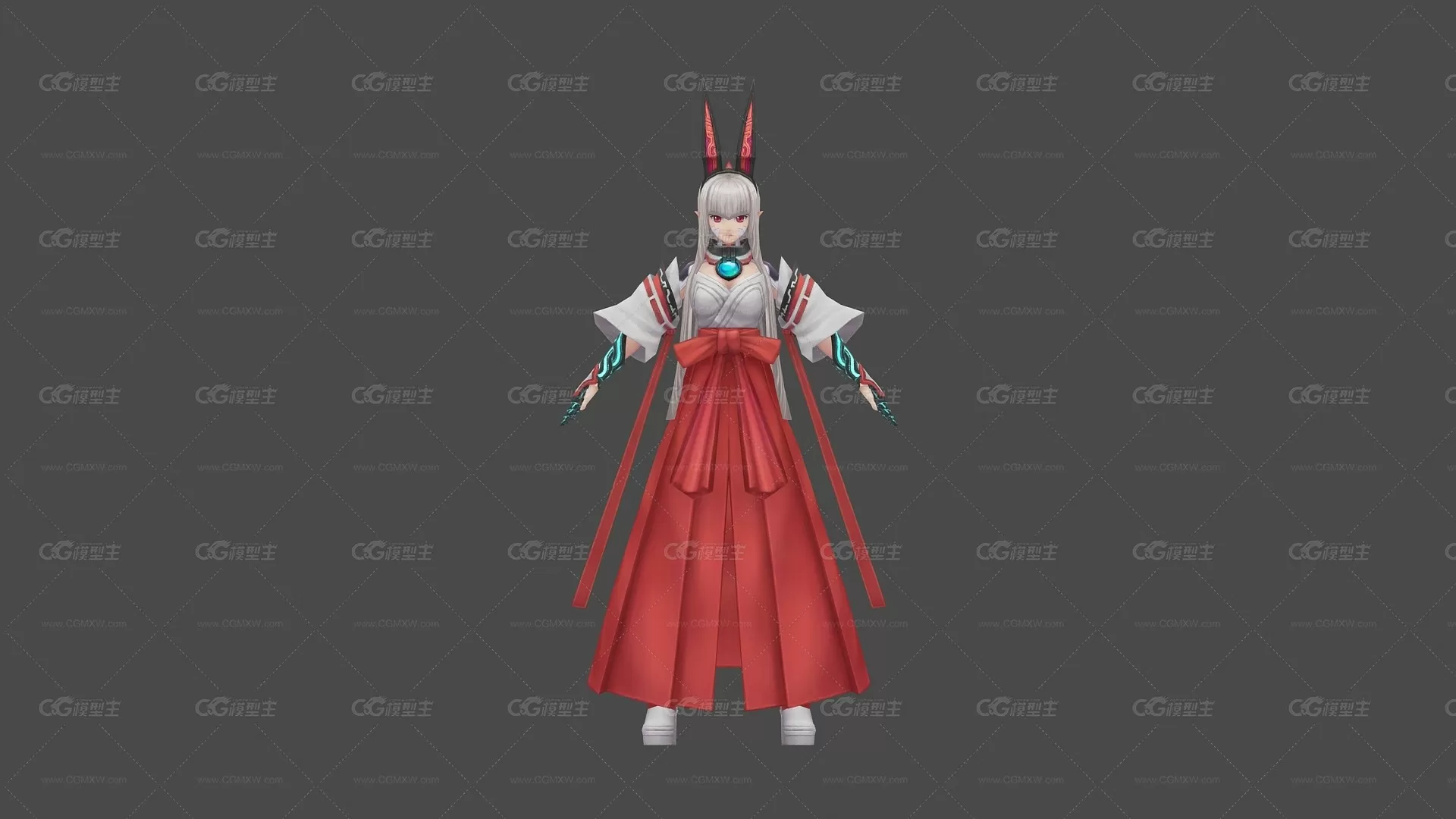 日本 武士 女 兔女郎 3D模型-1