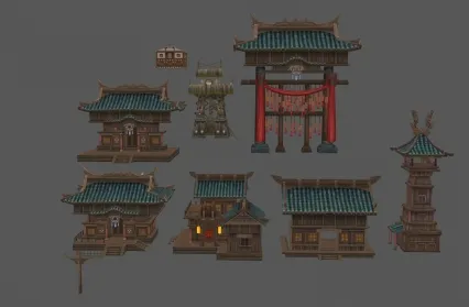 仙侠类游戏场景模型