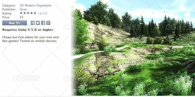 Unity3D低矮的树和草3D植物模型-1