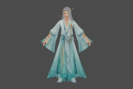 武侠 仙侠 蓝纱 青年 3D模型