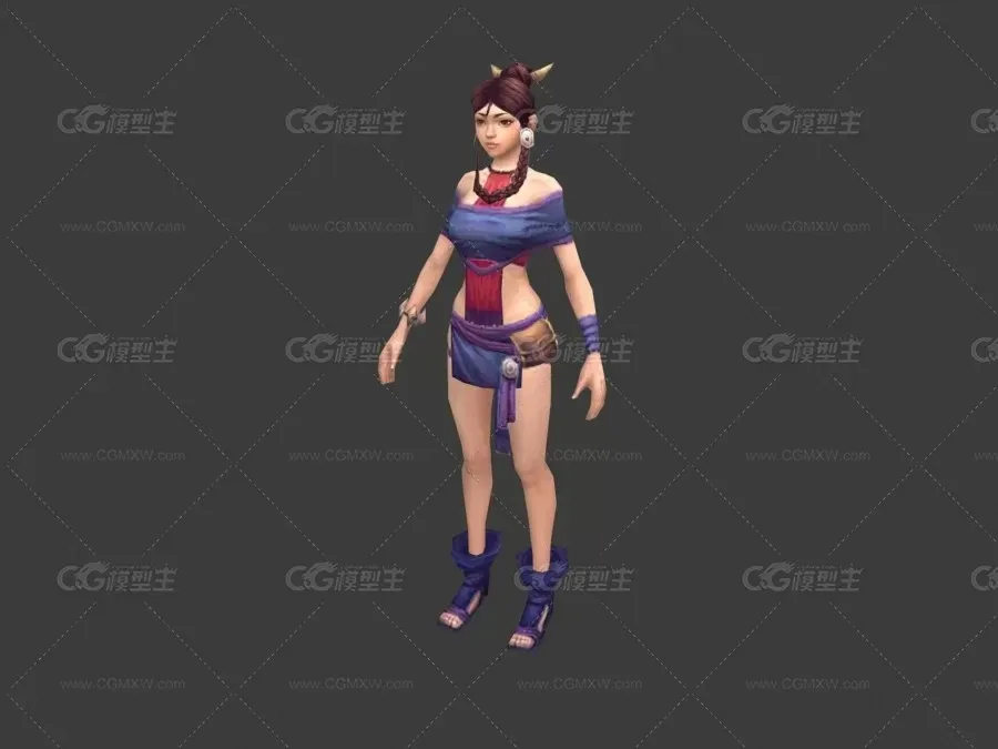 游戏美女角色3D模型-1