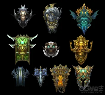 非常一组盾牌3D模型