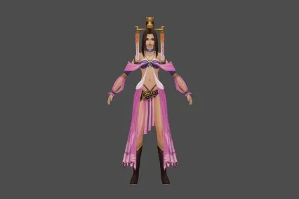武侠 仙侠 粉裙 女 3D模型