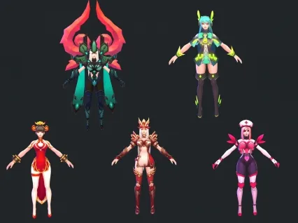 MMO西游女角色模型皮肤