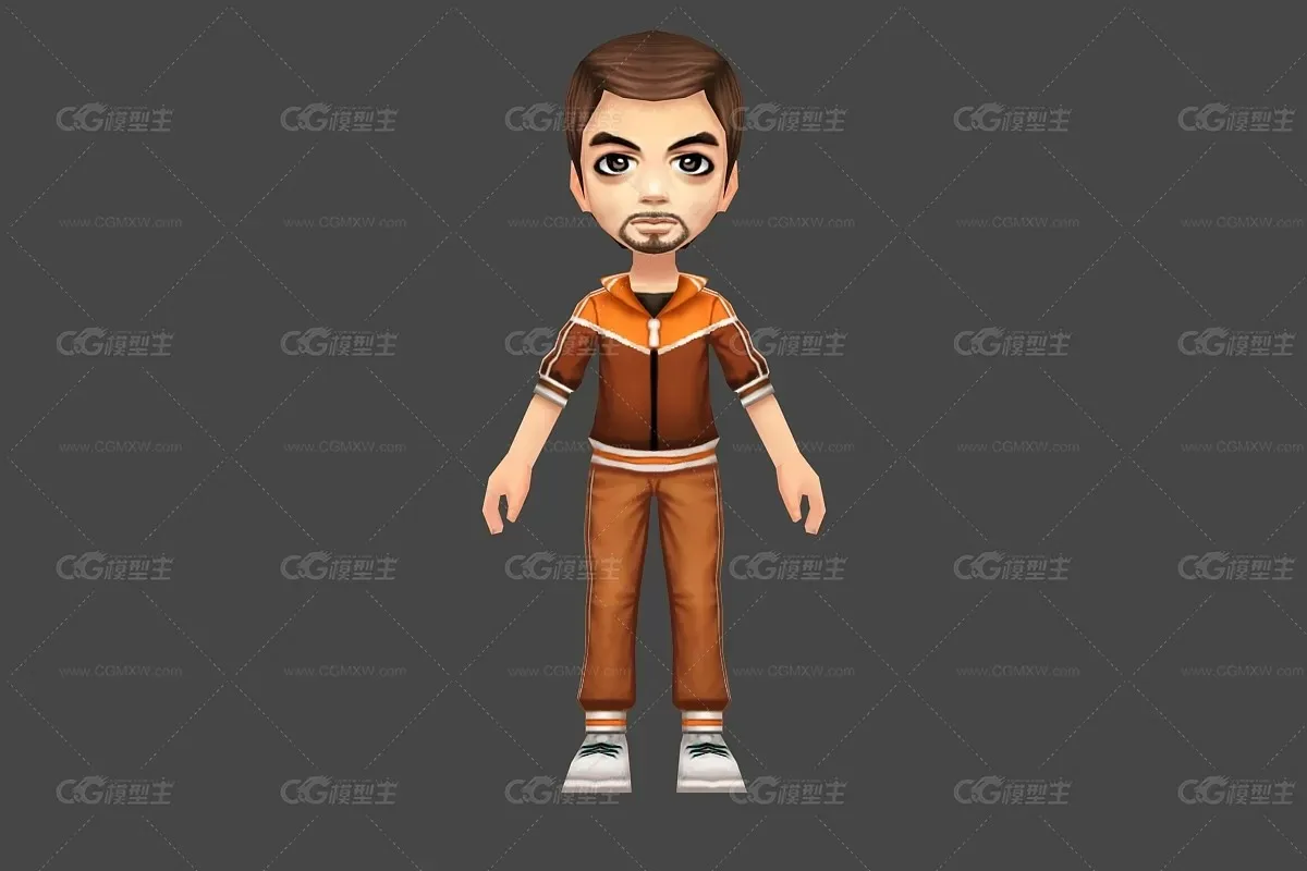 Q版 大富翁类型 运动 男 3D模型（带动画骨骼）-1