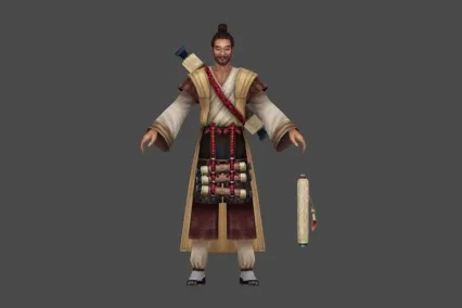 仙侠 卷轴 书 男 道士 3D模型