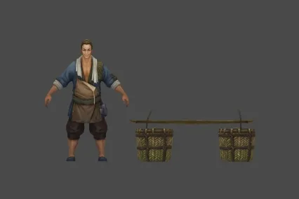 武侠 挑担人 男 3D模型