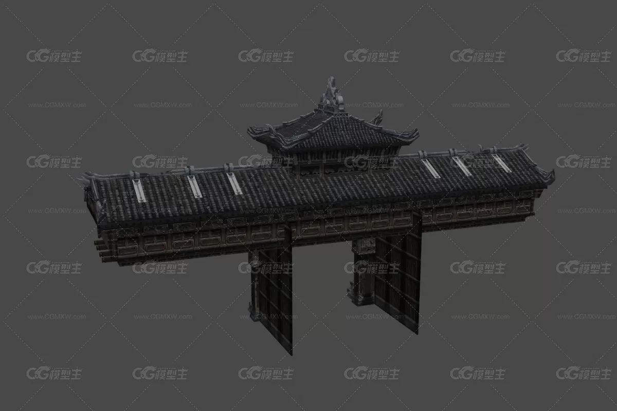 古代 房屋 建筑 屋顶 3D模型-1