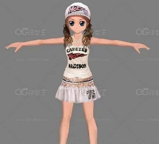 卡通女孩3d模型-1