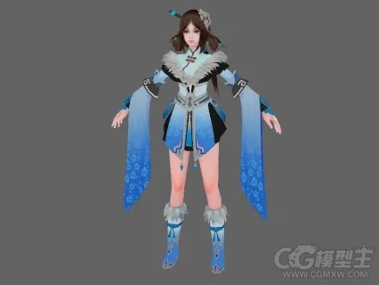 温柔蓝梅女装3D模型