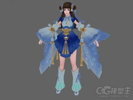 蓝蝴蝶少女3D模型 游戏模型 3d模型 人物模型