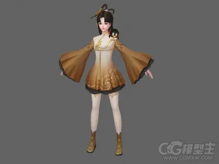 泡泡裙装 女孩3D模型