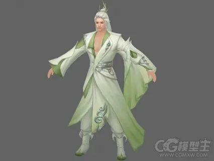 清爽粉绿男装角色模型