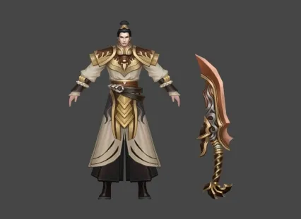 武侠 仙侠 大刀 男 3D模型