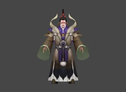 武侠 灰袍 老者 道人 男 3D模型