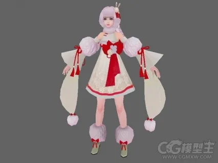 白兔灯笼女角色3D模型