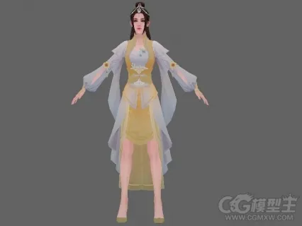 透明纱少女3D模型