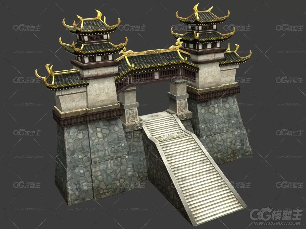 3D游戏场景建筑 古建筑模型-1