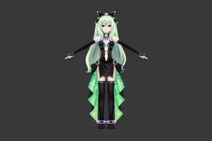 日韩风 黑衣 女 3D模型