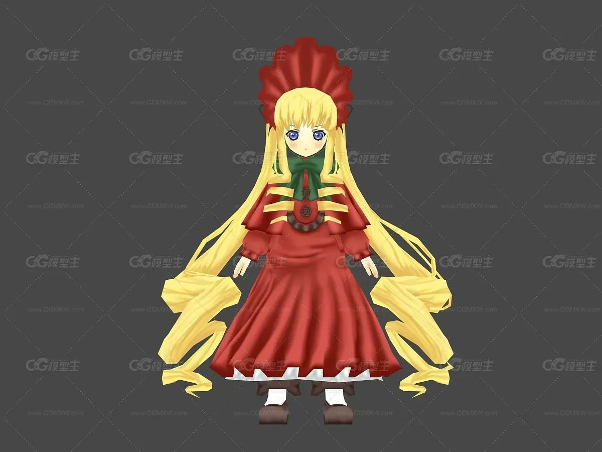 日韩风 小红帽 女孩 红衣 3D模型-1