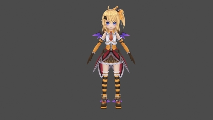 日韩风 黄裙 少女 3D模型