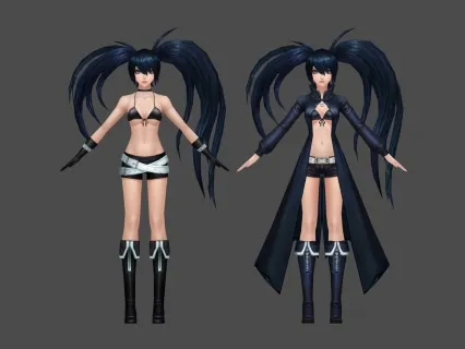 日韩风 双马尾 披风 女角色3D模型