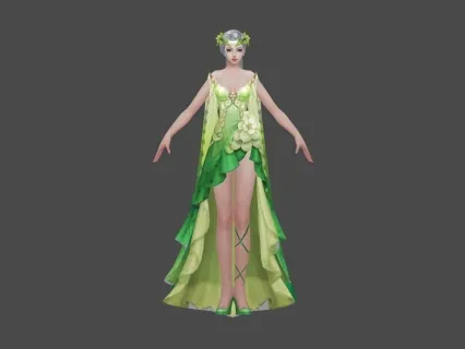 仙侠 绿裙 美女 3D模型