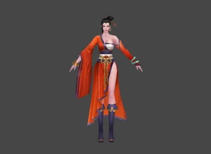 武侠 老板娘 红袍 女 3D模型