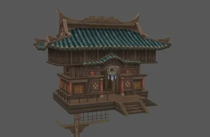 分享一个场景模型给大家 武侠 仙侠 精致贴图 房屋建筑 场景部件