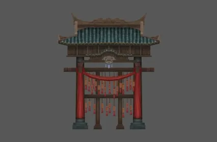 古代 武侠 仙侠 场景 房屋 建筑 门 牌坊 模型质量非常棒