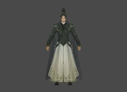 武侠 消瘦 黑袍 绿衣 男 手绘贴图 模型质量非常棒