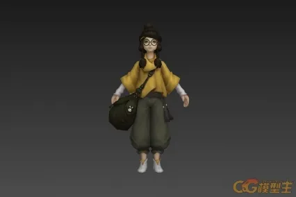 人物模型 大眼镜可爱旅行女 3D模型免费下载