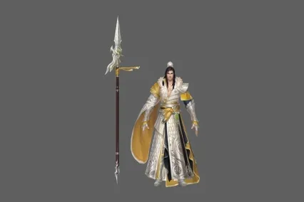 精品手绘角色模型 白袍黄披风 枪仙 男 将军 喜欢就下载吧