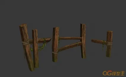 木桩栏杆 CG模型