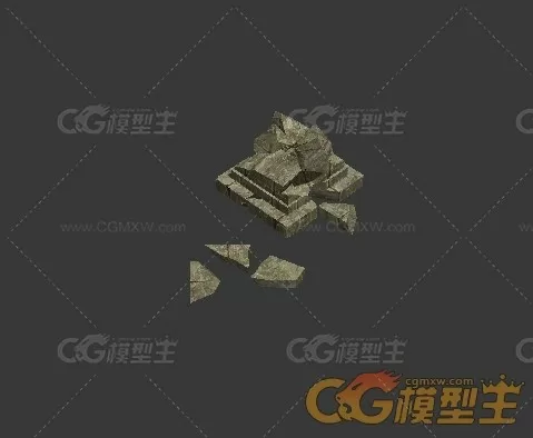 破碎火盆台 3D模型-1