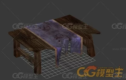 破损桌布 CG模型免费下载-1