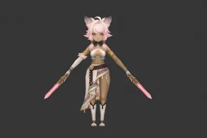 Q版 双剑妖狐   小妲己  狐妖模型