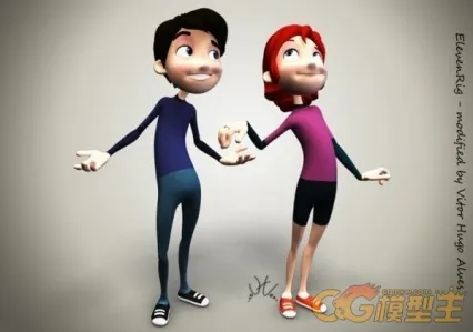 卡通绑定男女 CG模型