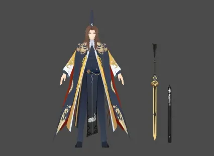 和风 日韩风 执事 理事 黑无常 剑士 男 帅哥 精致的手绘贴图