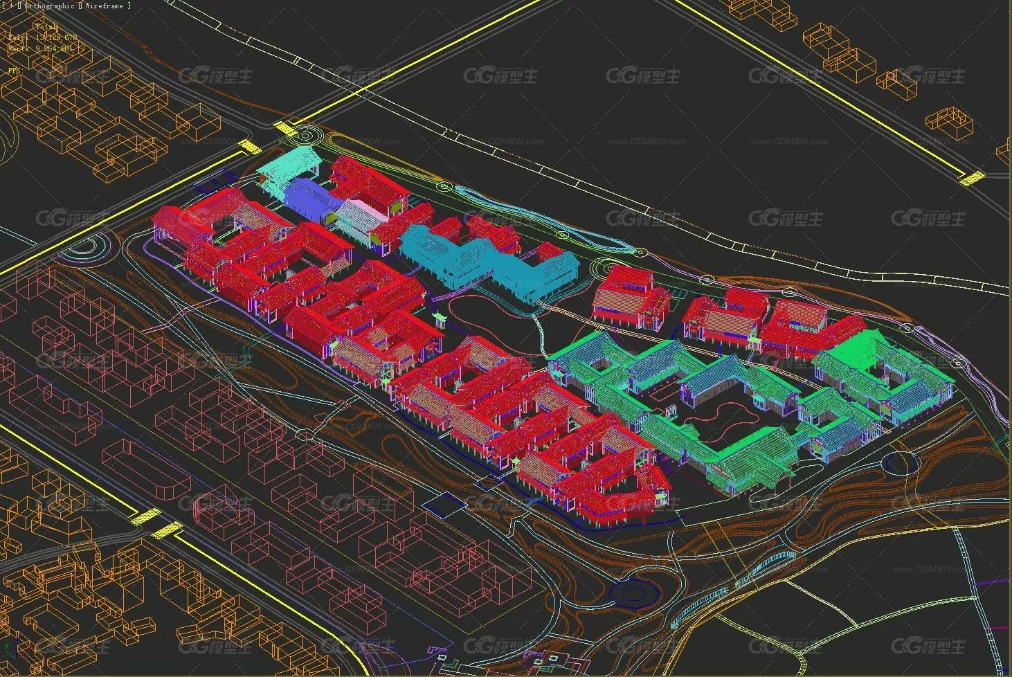 柳江鸟瞰规划古建规划含灯光材质贴图-7