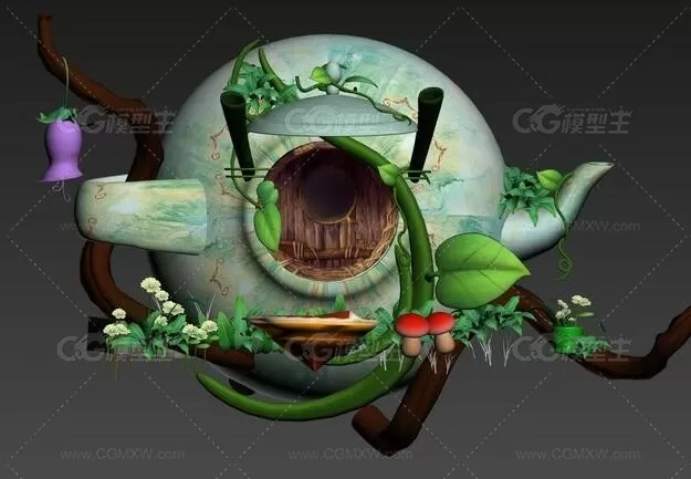 Q版茶壶小屋一个场景3D模型-1