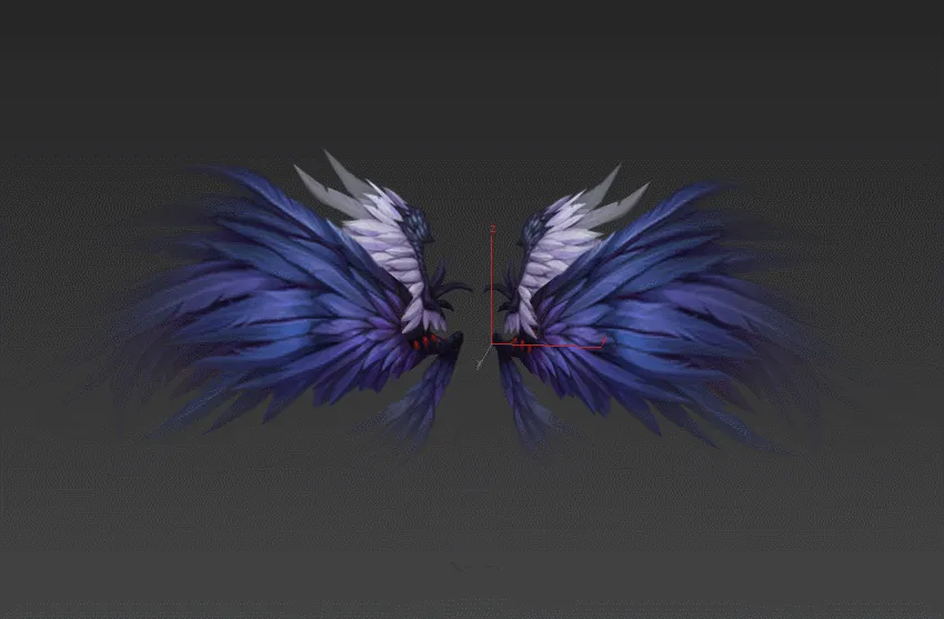 【首发】一套精美的游戏角色翅膀3D模型（带绑定动作 高精度贴图）游戏美术资源-27