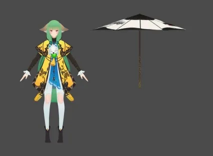 狐仙 纸伞 黄袍 美女 小姐姐 可爱 和风 日韩风 非常棒的手绘角色模型
