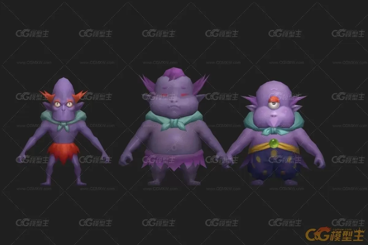 三只紫皮怪   独眼  胖兽-2