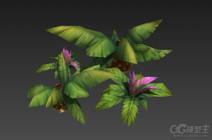 大叶植物 3D模型 游戏植被模型 植物模型 低模型 游戏资源
