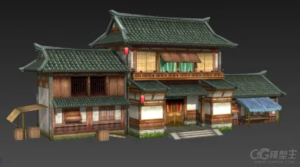 东方古建筑房屋3D模型 游戏场景模型 中国风房子模型 低模 很不错的模型