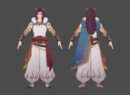 精品手绘角色模型 和风 日韩风 披风 帅哥 男