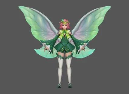 可爱 精灵 女 欧美 绿装 非常不错的手绘角色模型