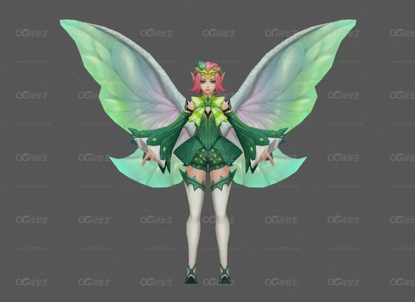可爱 精灵 女 欧美 绿装 非常不错的手绘角色模型-1