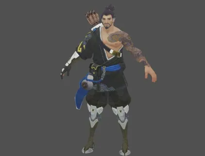 守望先锋英雄Hanzo 游戏模型 低模手绘贴图 机甲人